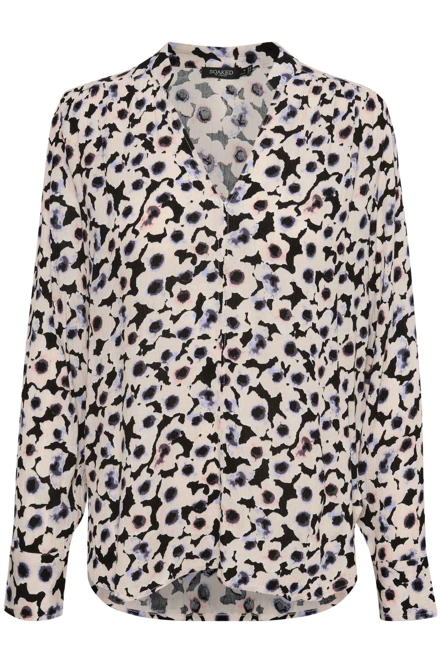 Soaked in Luxury Zaya Blouse LS Shirts/Blouses Black Blurry Flowers