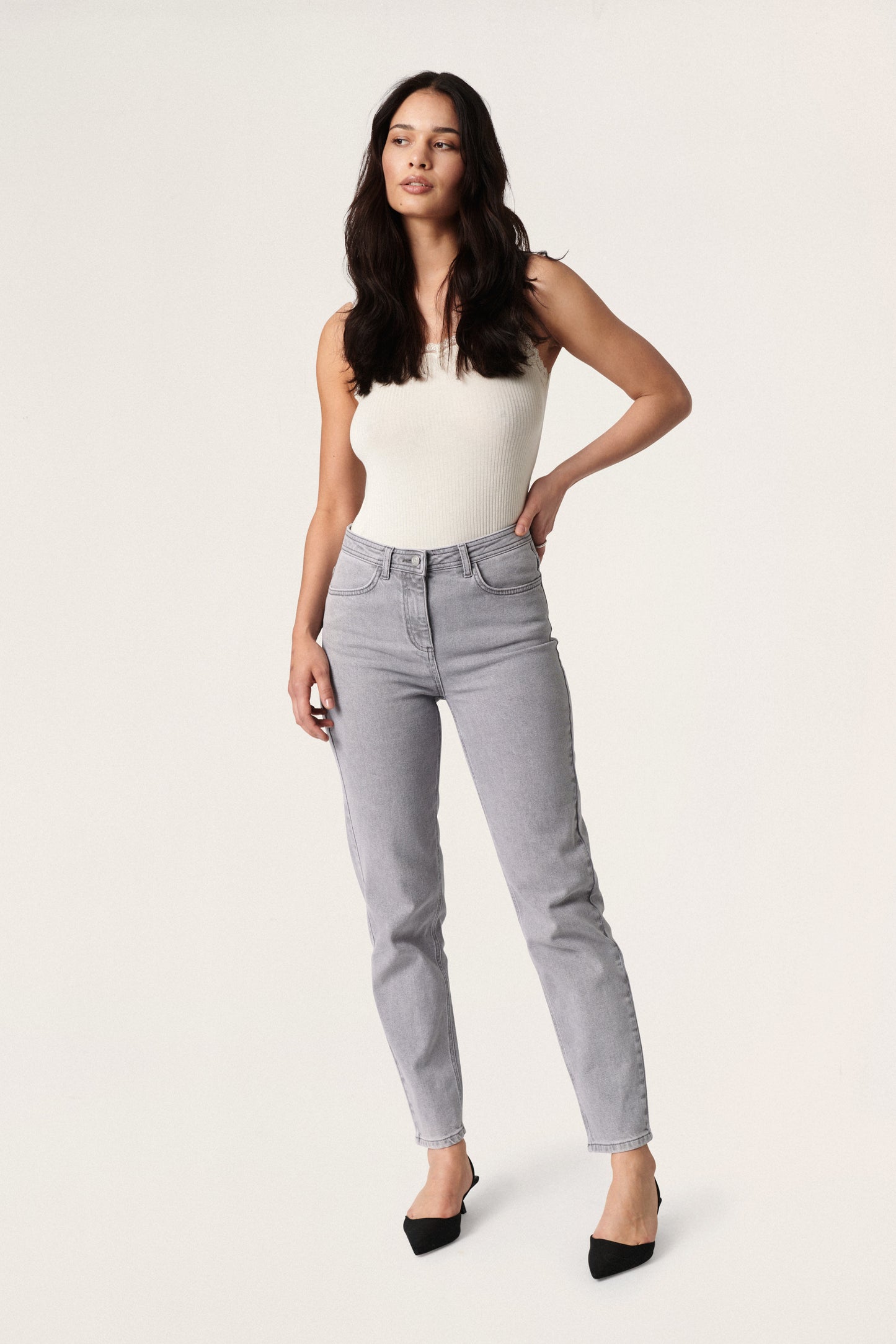 Tessie Denim Pants Light Grey Denim