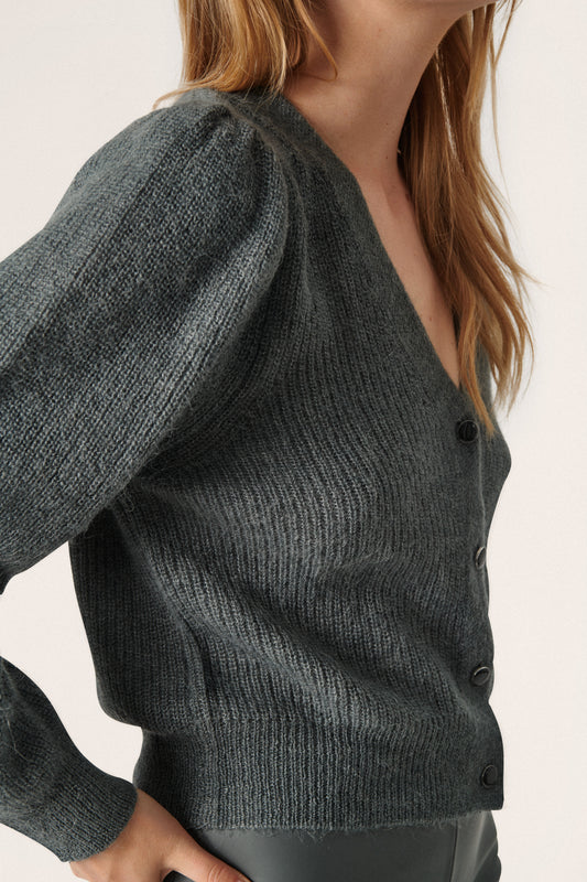 Tuesday Puf Cardigan LS Knit Sedona Sage