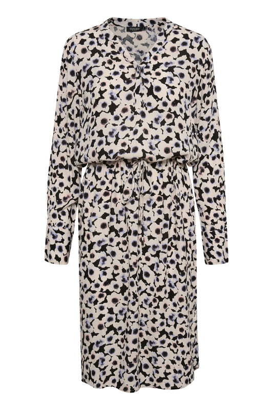 Zaya Dress LS Black Blurry Flowers