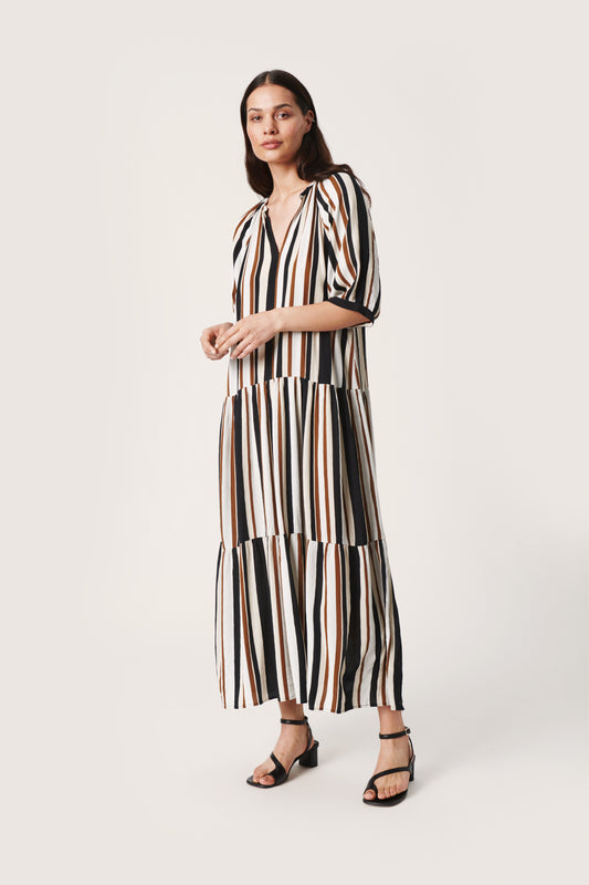 Zaya Flowy Maxi Dress SS Desert Palm Stripe Mix