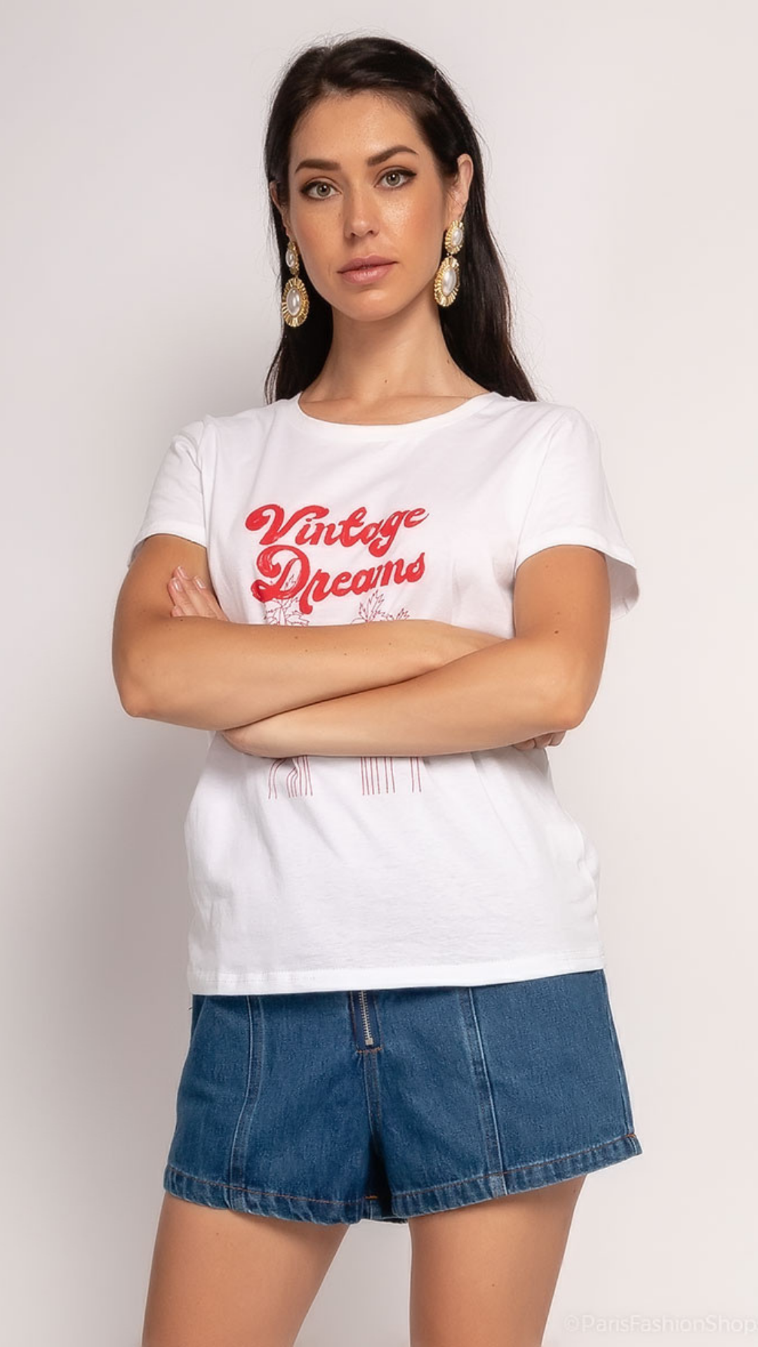 T-shirt wit opschrift vintage dreams - witte t-shirt | Fabrique François 