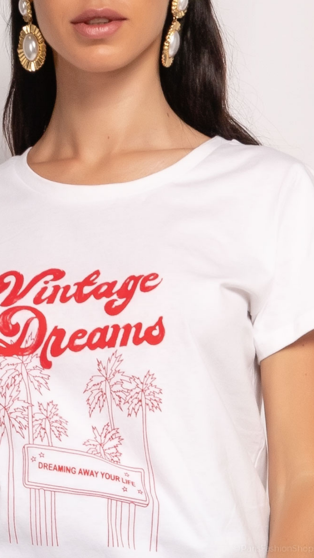 T-shirt wit opschrift vintage dreams - witte t-shirt | Fabrique François 