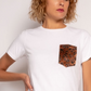 T-shirt wit zakje luipaard detail - witte t-shirt | Fabrique François 