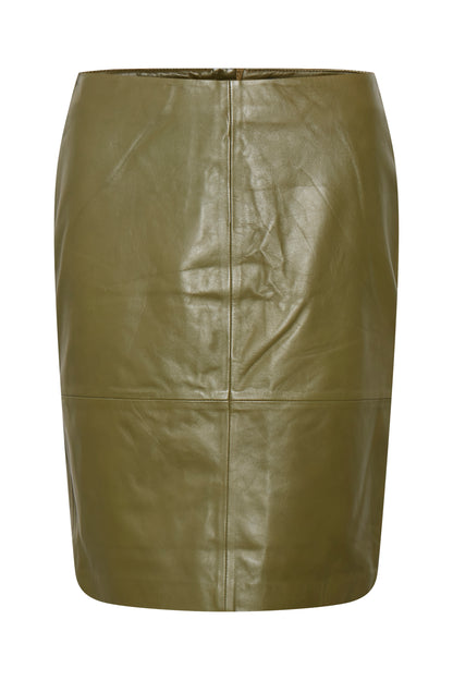 Folly korte rechte lederen rok met ritssluiting achteraan -  | Fabrique François 