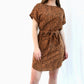 Helena mini jurk korte mouwen luipaardprint bruin - mini jurk korte mouwen tijdgerprint | Fabrique François 
