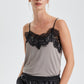  Clara Singlet  Mourning Dove with black lace