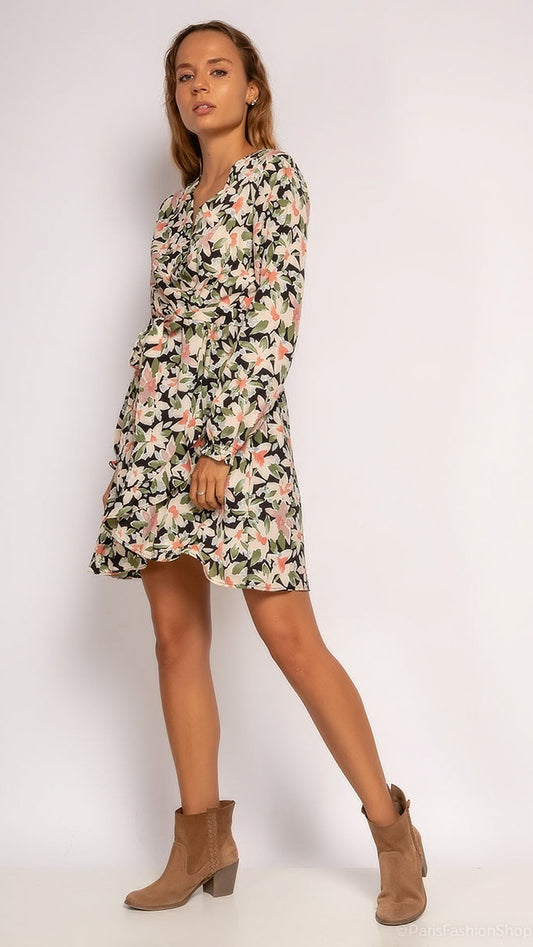 Eva mini wikkel jurk bloemenprint - mini wikkeljurk bloemenprint | Fabrique François