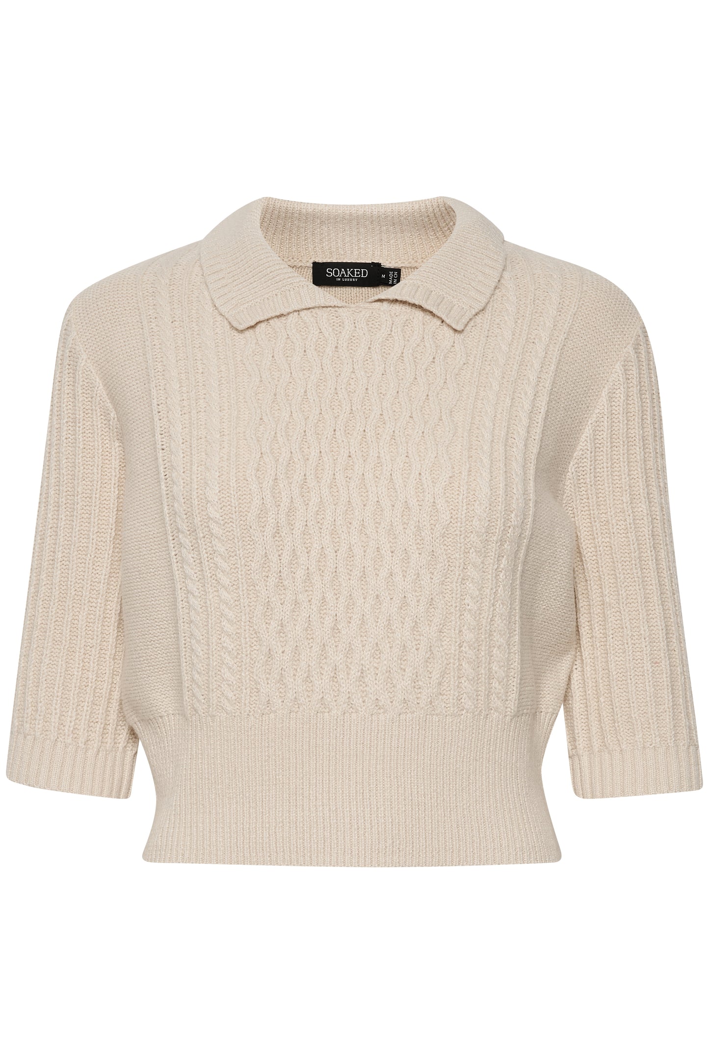  Keely Polo Pullover SS Knit Whisper White