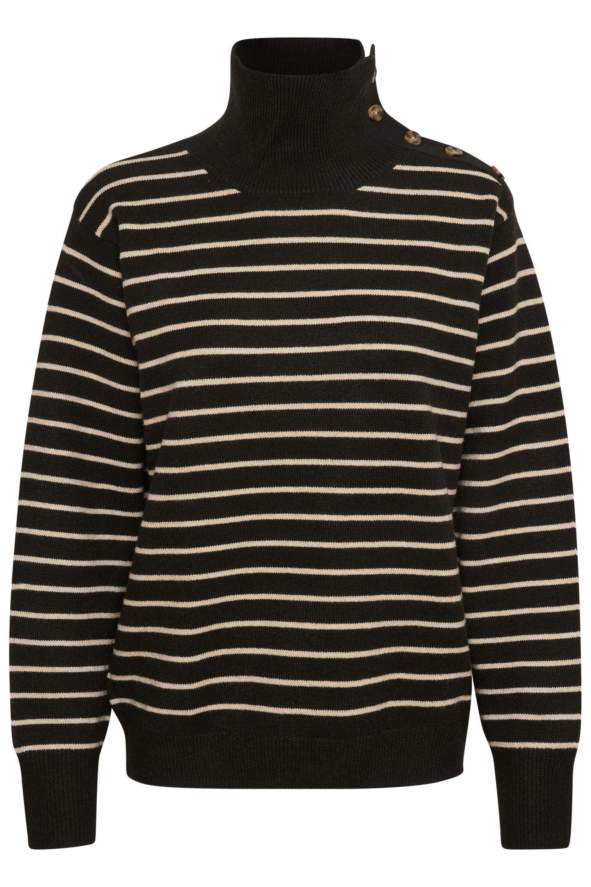  Lyrica Stripe Pullover LS  Black & Sandshell Stripe