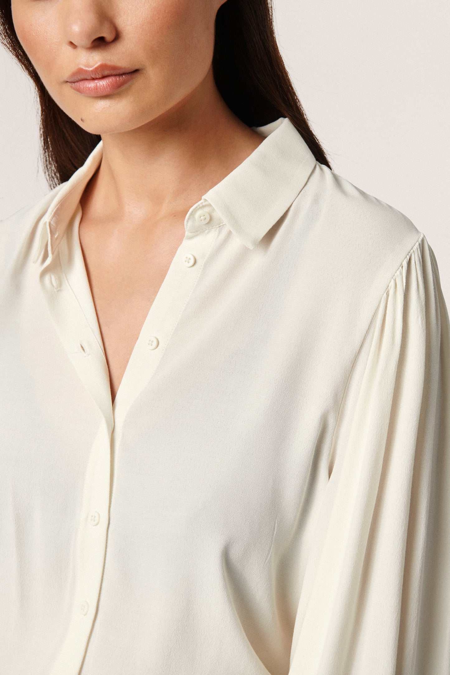 Soaked in Luxury Chrishell Solid Shirt LS Shirts/Blouses Whisper White