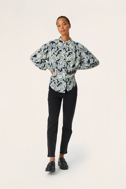 Soaked in Luxury Ebba Shirt LS Shirts/Blouses Night Sky Tapestry Print