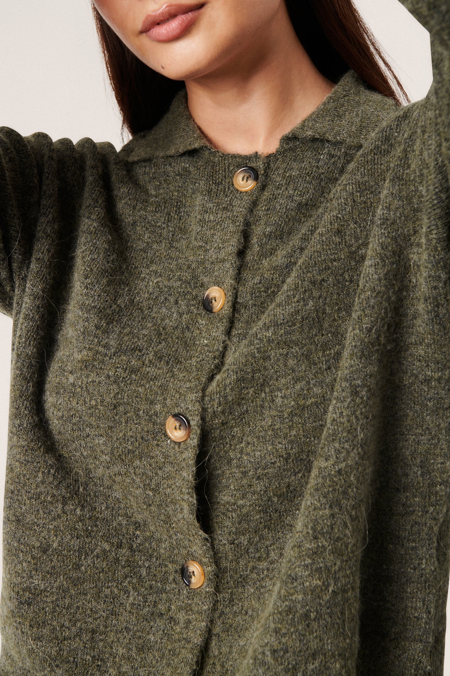 Soaked in Luxury Miya Cardigan Knit Tea Leaf Melange