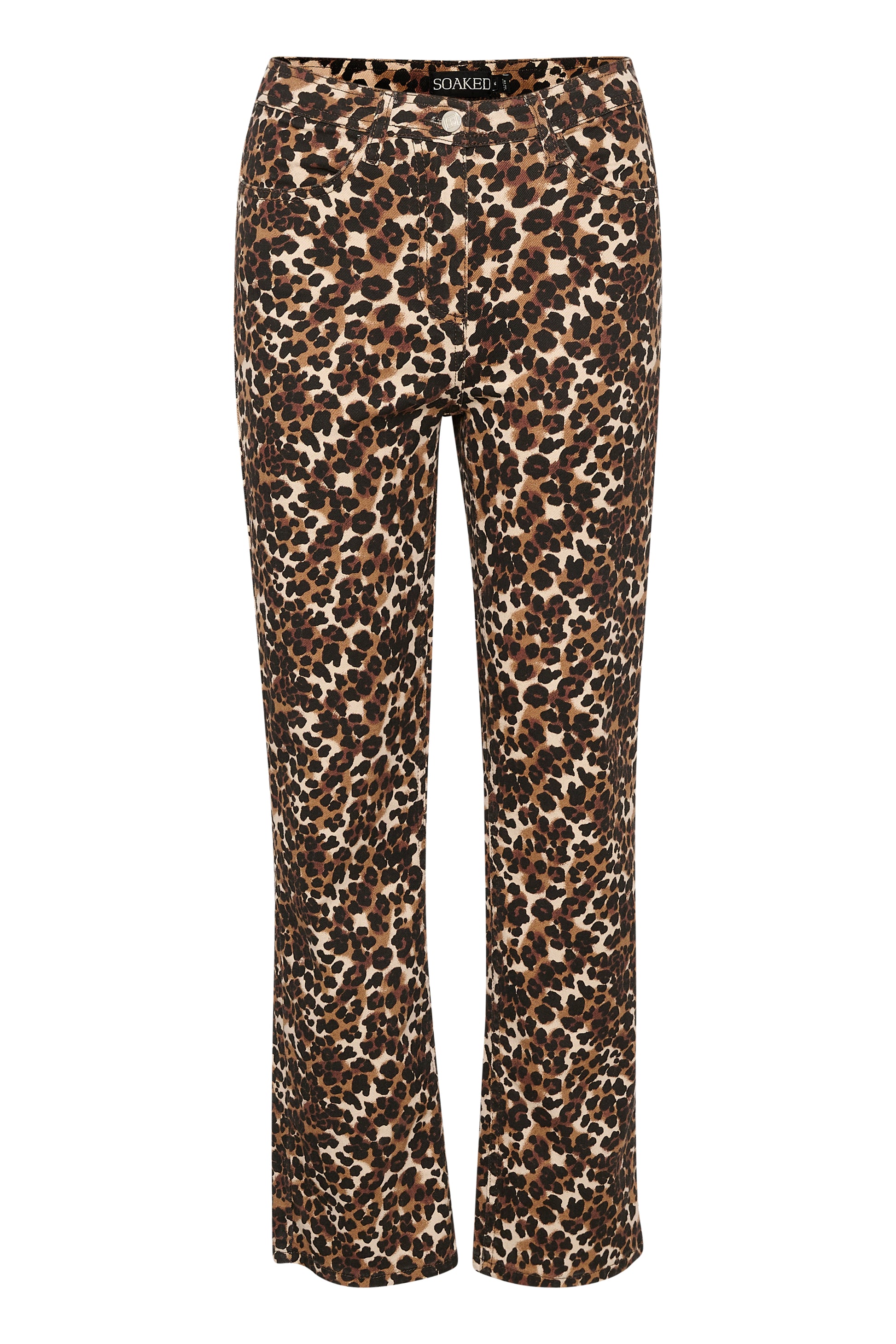 Soaked in Luxury Tessie Printed Denim Pants Jeans Beige Leopard