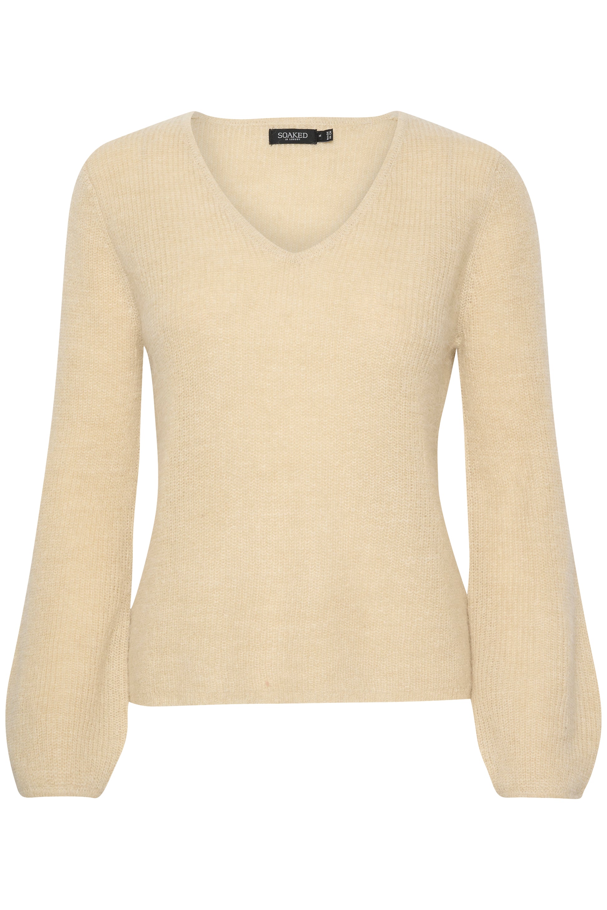 Soaked in Luxury Tuesday V-Neck Jumper LS Knit Bone White