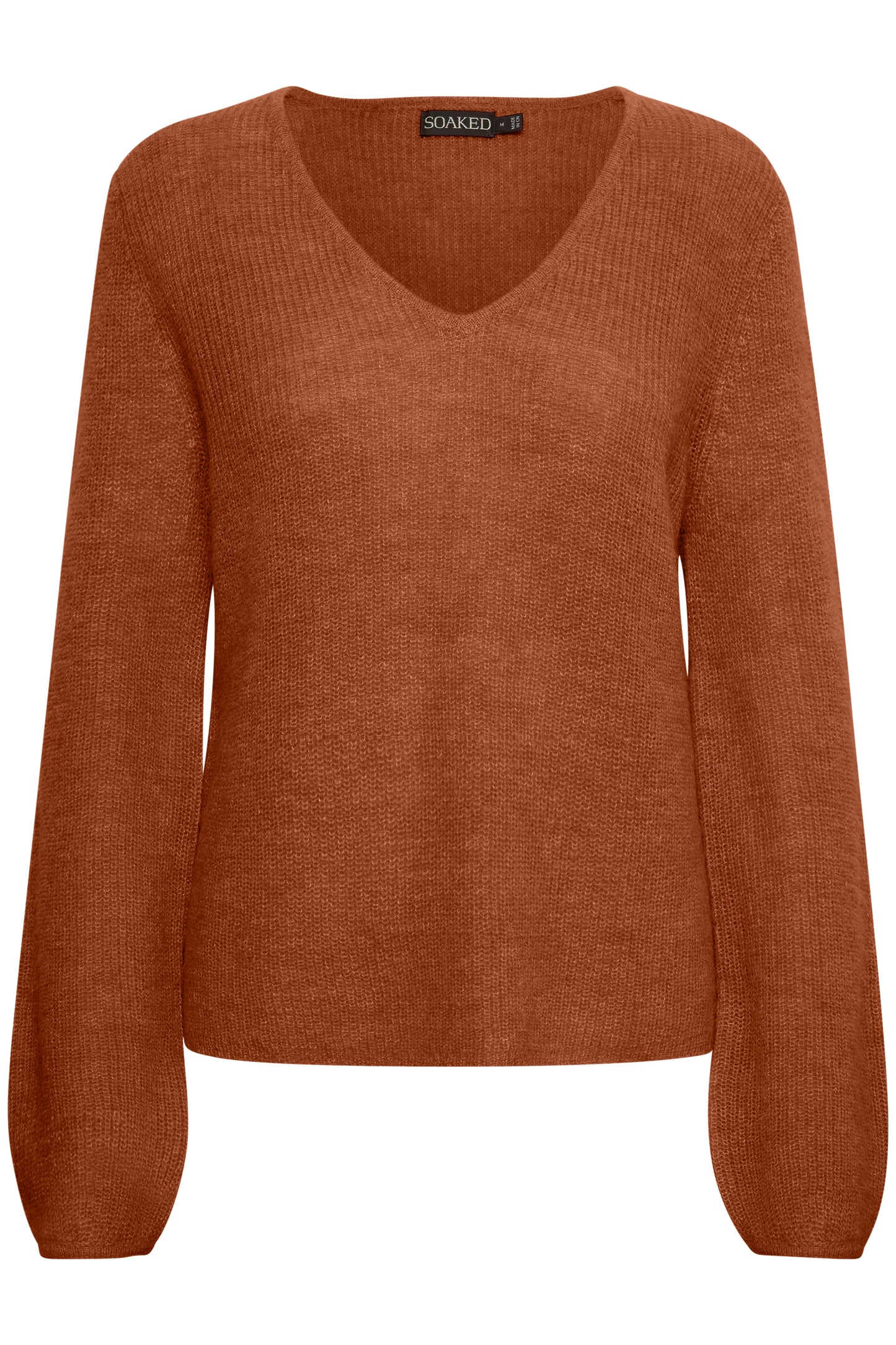 Soaked in Luxury Tuesday V-Neck Jumper LS Knit Amber Brown