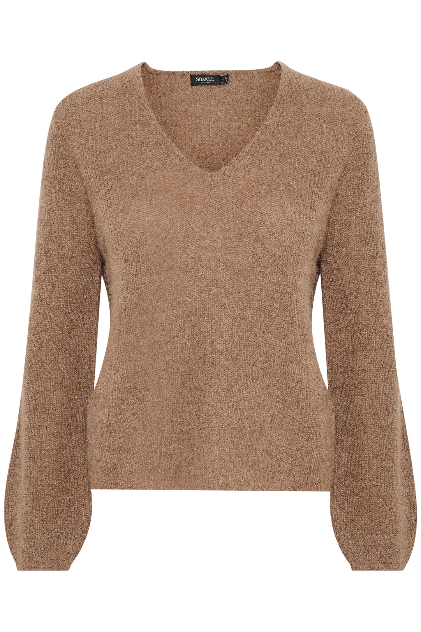 Soaked in Luxury Tuesday V-Neck Jumper LS Knit Brownie