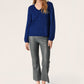 Soaked in Luxury Tuesday V-Neck Jumper LS Knit Sodalite Blue